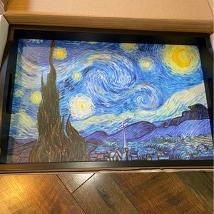 Rain Caper Serving Tray Van Gogh's Starry Night, Wooden, With handles